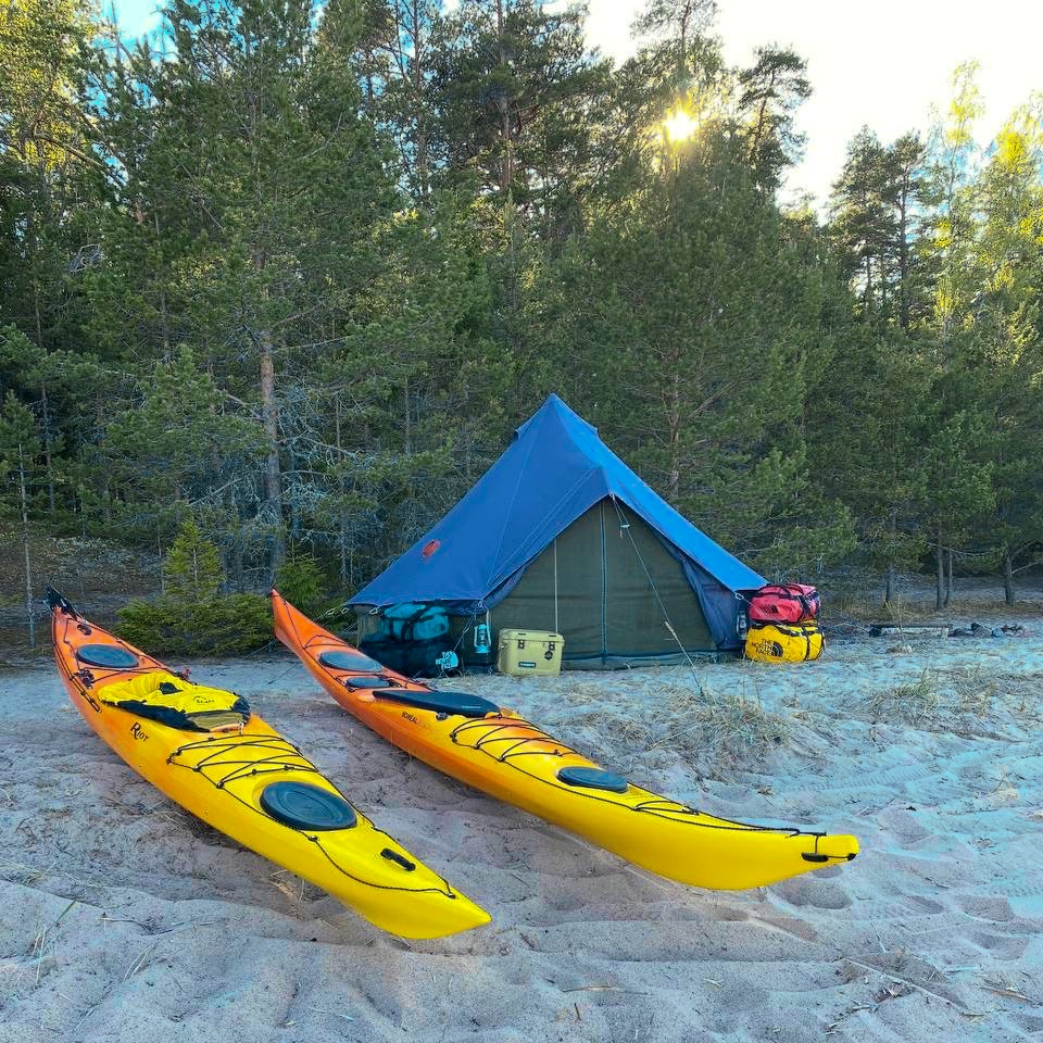 Большая палатка сафари-тент Autentic Major Bell 5.2, Blue Lagoon для глэмпинга и кемпинга