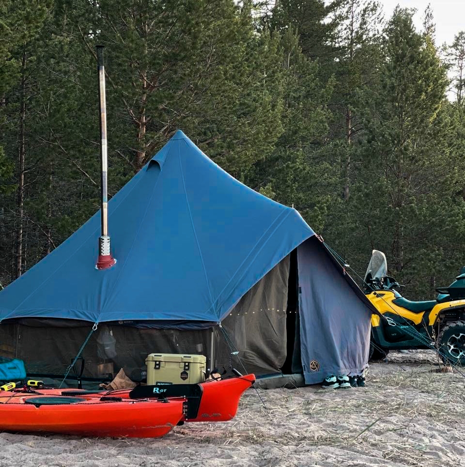 Большая палатка сафари-тент Autentic Major Bell 5.2, Blue Lagoon для глэмпинга и кемпинга