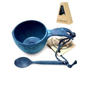 Финская чашка-кукса Kupilka 21 Craft Box с чайной ложкой, Цвет: Blueberry