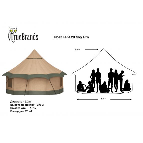 Палатка True Brands Tibet Tent 20 Sky Pro, изображение 3 - MyBiggame Палатка True Brands Tibet Tent 20 Sky Pro, изображение 3