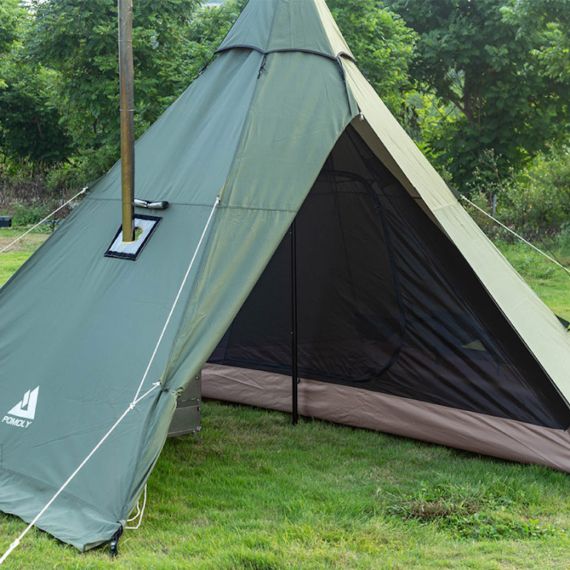 Палатка Pomoly HEX Plus Тipi Wood Stove Tent, Green, Цвет: Green, изображение 14