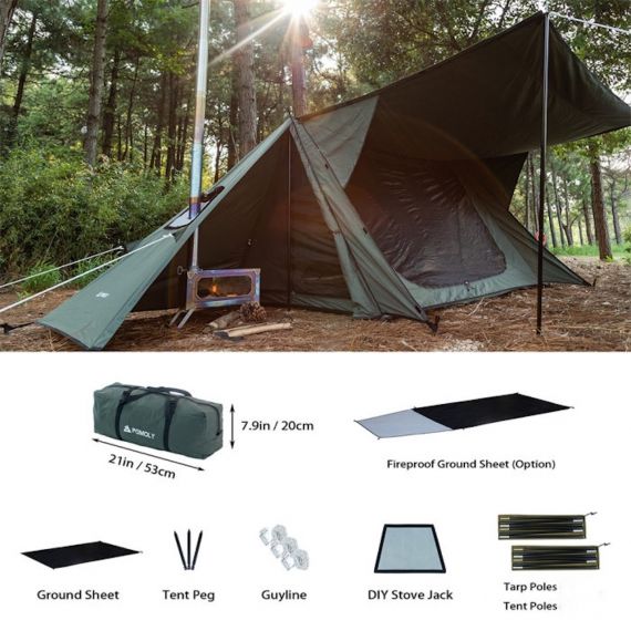 Палатка Pomoly STOVEHUT TC Chimney Shelter Tent, Army Green, Цвет: Army Green, изображение 3
