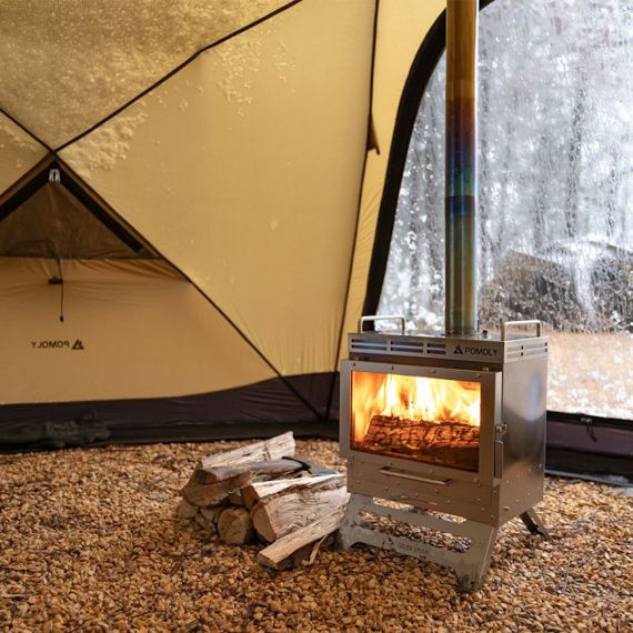 Печь-камин титановая Pomoly Dweller-Ti Wood Stove Segmented Titanium Chimney Version, изображение 28