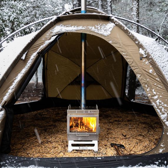 Печь-камин титановая Pomoly Dweller-Ti Wood Stove Segmented Titanium Chimney Version, изображение 25