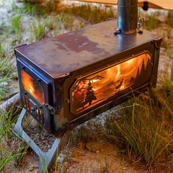 Печь-камин титановая Pomoly T-Brick Altay Stove Winter Version, изображение 12