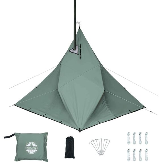 Tент Pomoly Rhombus Bushcraft Tarp Canvas Wolf Den 2.0 Shelter, Green, Цвет: Green