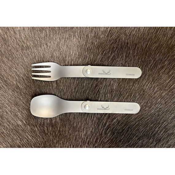 Набор столовых приборов Winnerwell Titanium Folding Fork & Spoon Set, изображение 6