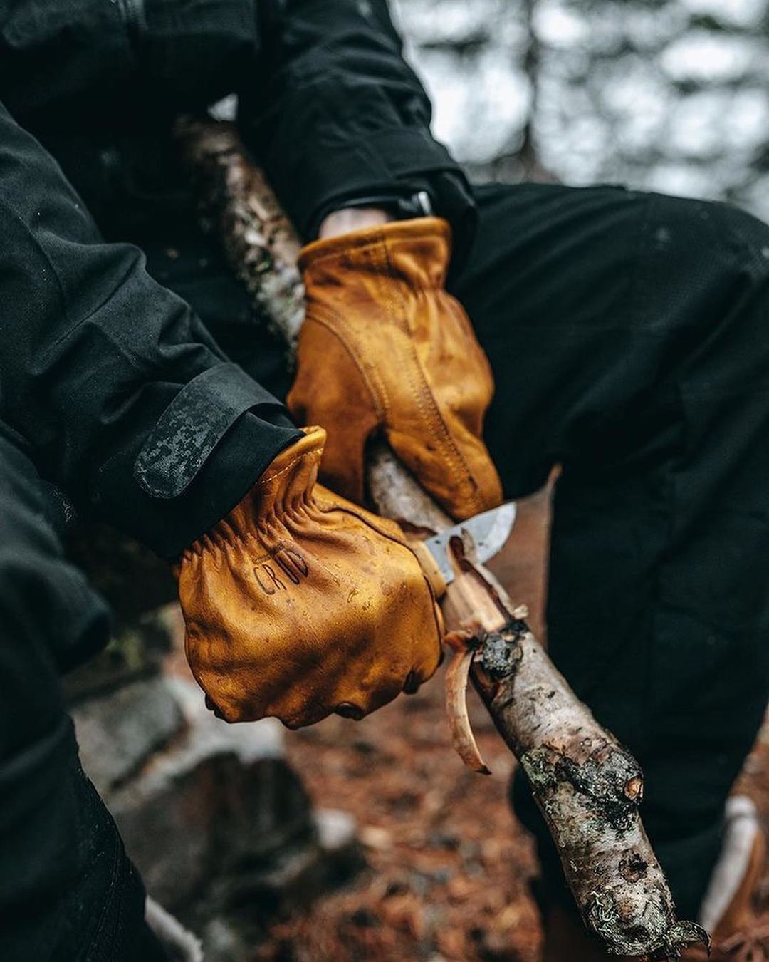 Классические кожаные рабочие перчатки для бушкрафта и туризма Crud Gjöra Gloves, Natural