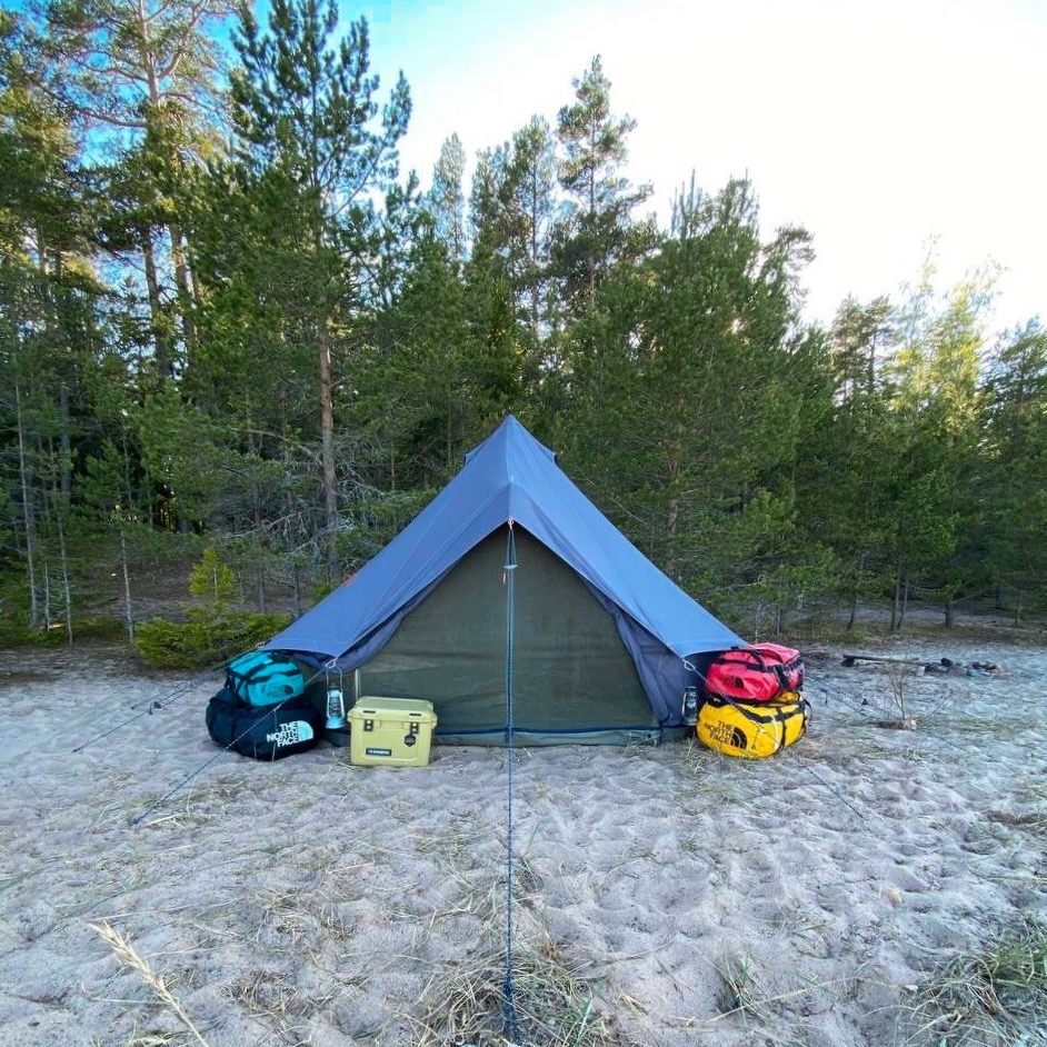 Комфортная кемпинговая палатка-шатер Autentic Middle Bell 3.6, Blue Lagoon для туризма