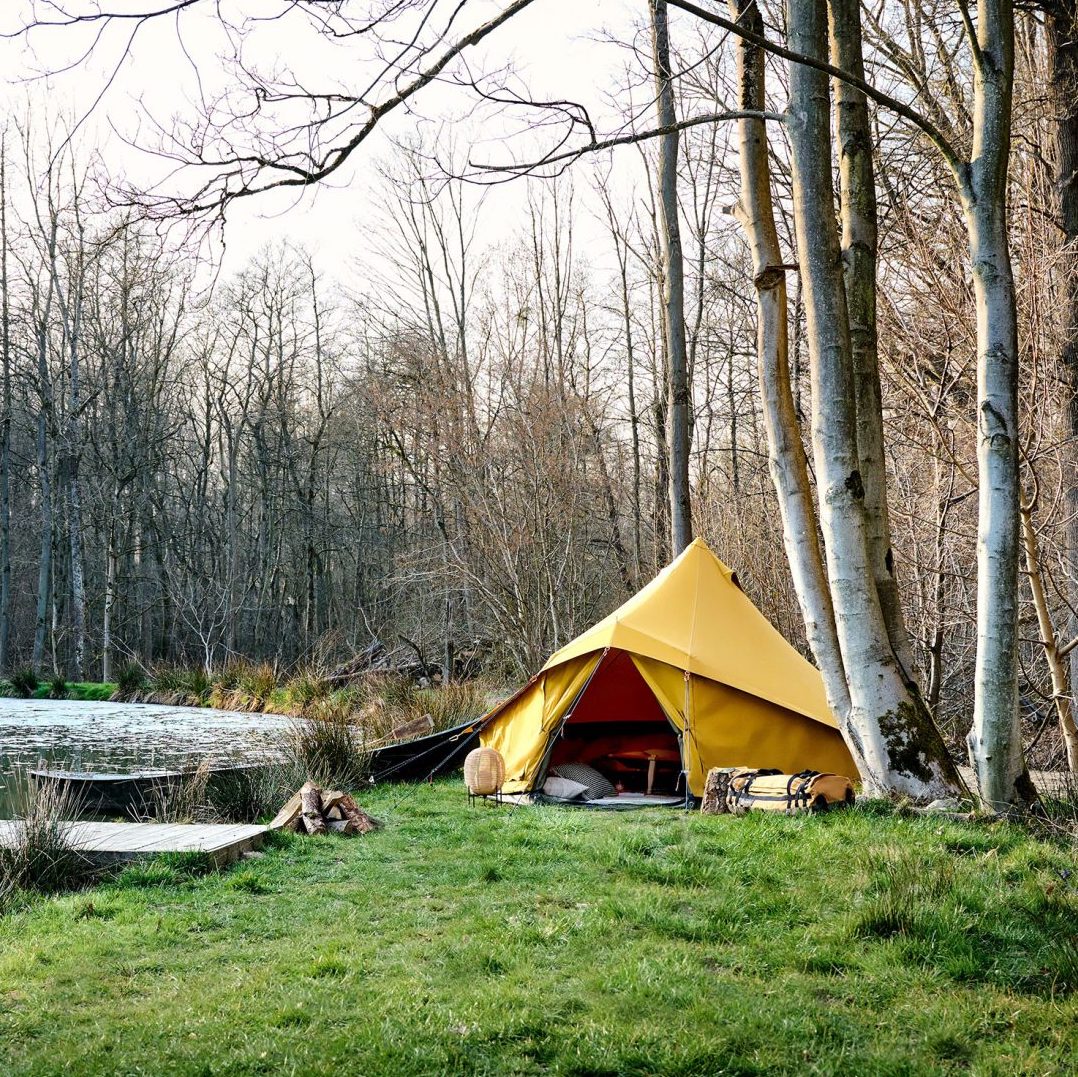 Большая туристическая палатка Autentic Middle Bell 3.6, Turmeric для кемпинга и семейного отдыха 