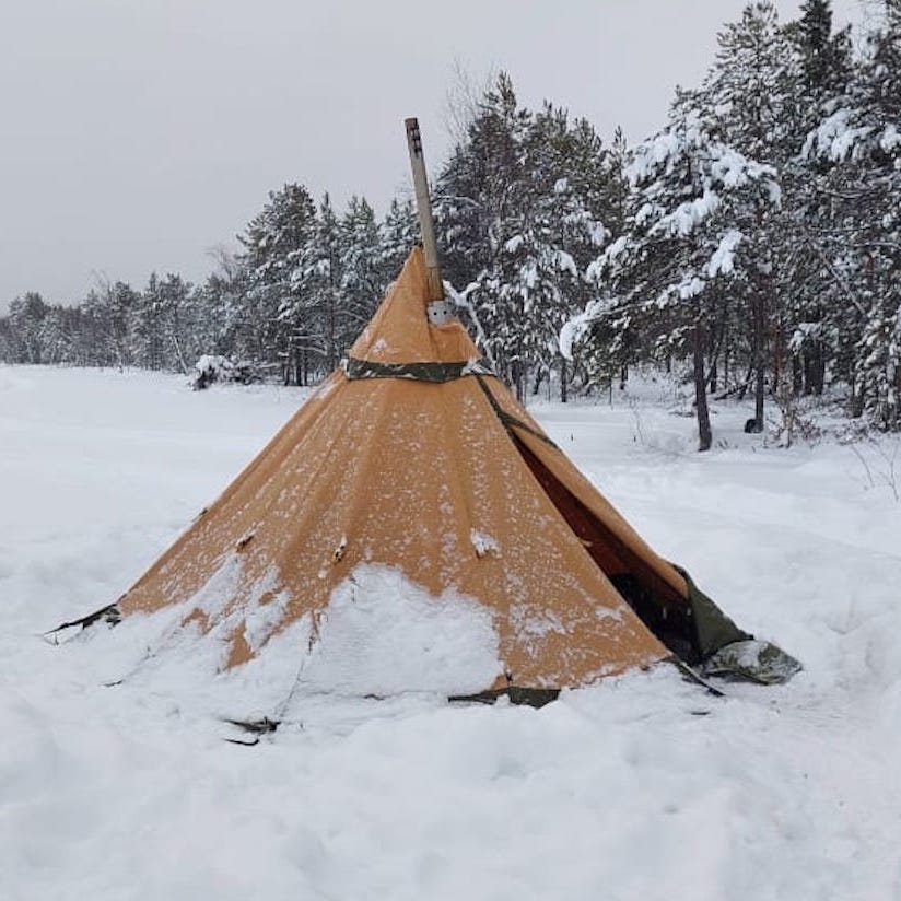 Туристическая палатка True Brands Tent Safir 5 c титановой печкой для похода, бушкрафта, выживания в лесу, полевого лагеря на природе