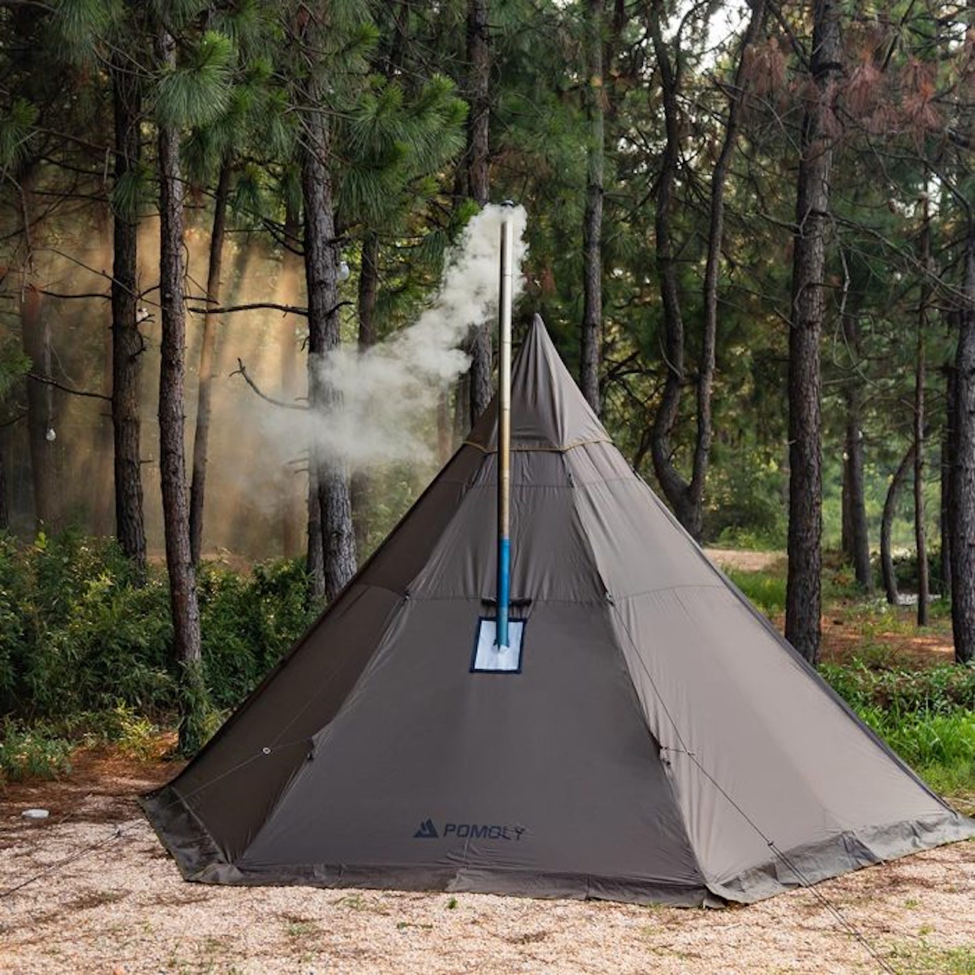 Туристическая палатка ультралайт 4 сезона Pomoly Hussar Plus 2.0 Тipi Wood  Stove Tent, Deep Taupe с печкой для похода и треккинга купить в MyBiggame