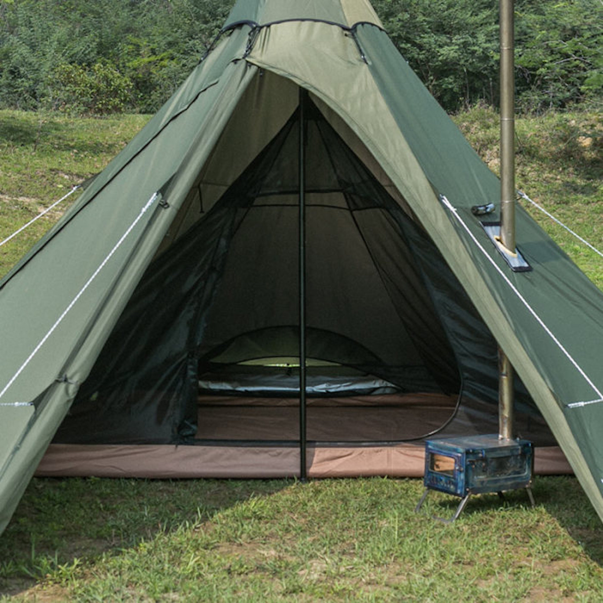 Универсальная всесезонная палатка Pomoly Manta Тipi Wood Stove Tent, Greent  с печкой для похода, туризма, путешествий купить в MyBiggame