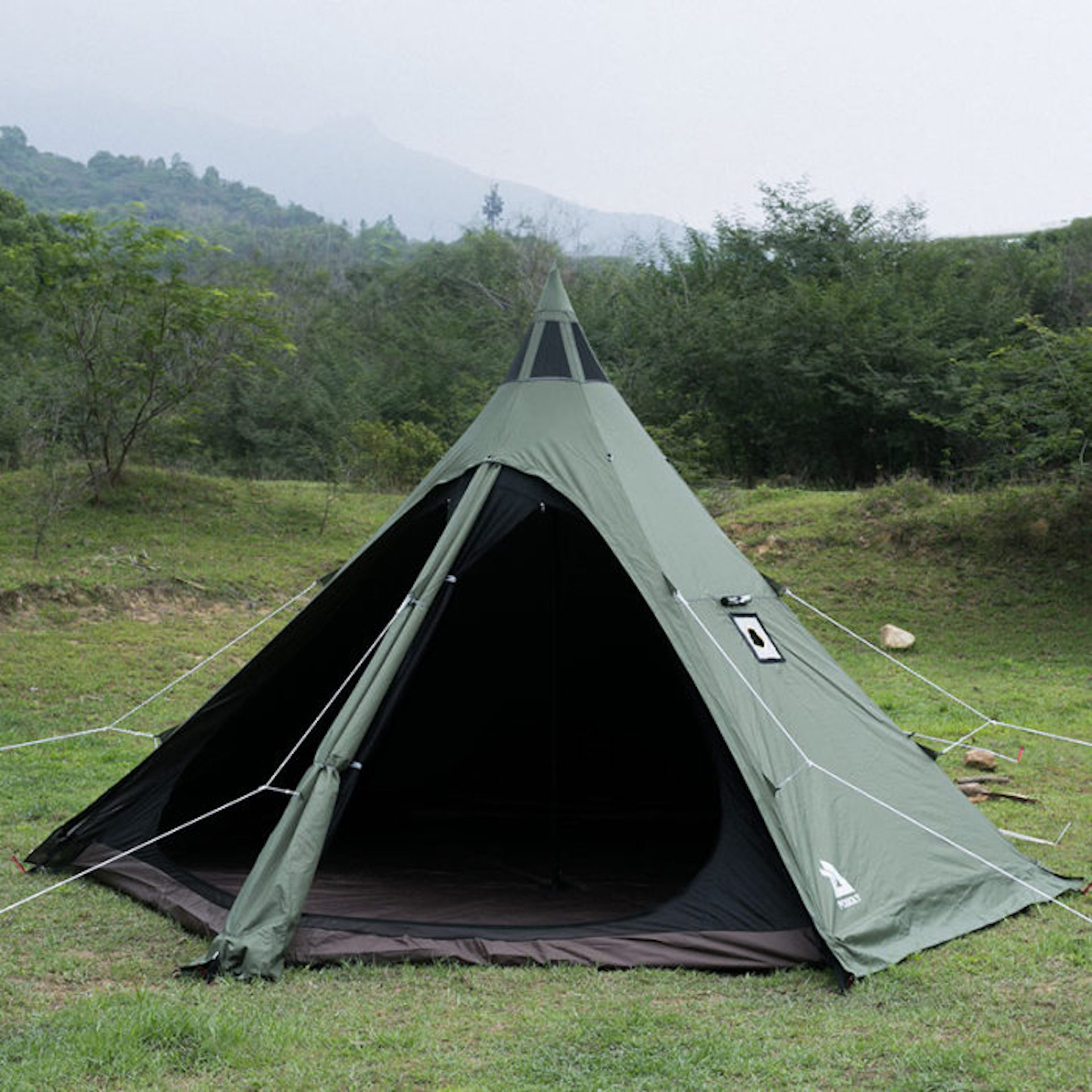 Универсальная всесезонная палатка Pomoly Manta Тipi Wood Stove Tent, Greent  с печкой для похода, туризма, путешествий купить в MyBiggame